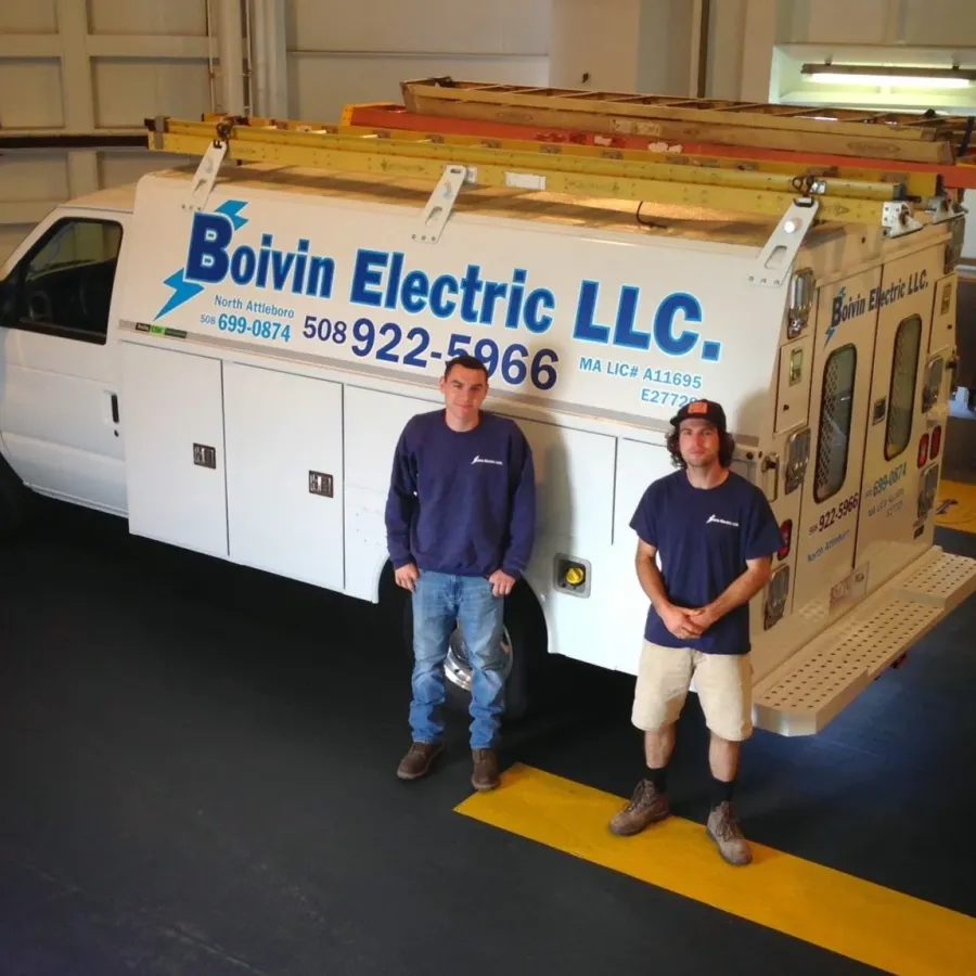 The Boivin Electric crew standing in front of the company service truck